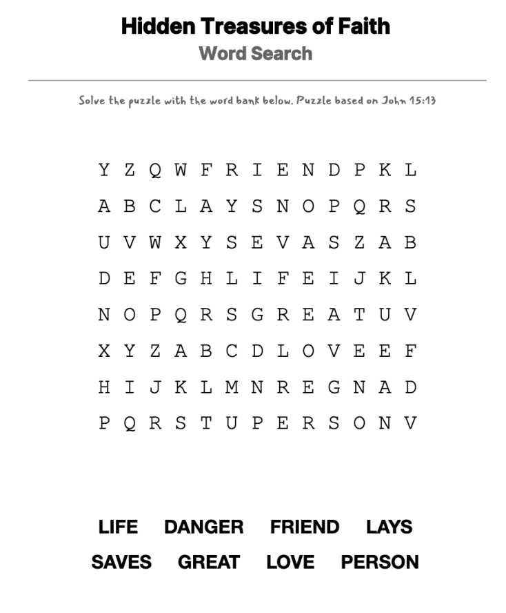 My Best Friend word-search